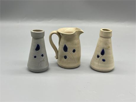 Stoneware Bud Vases & Pitcher