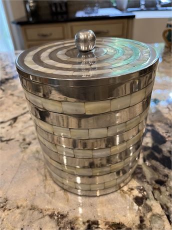 Metal and Mother of Pearl Ice Bucket