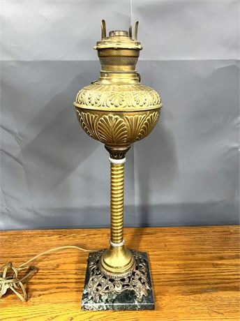 Antique Brass P & A Parlor Lamp