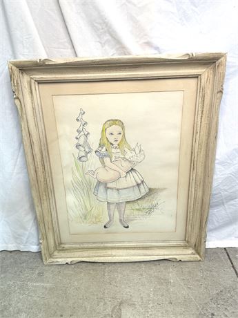 Alice in Wonderland Signed Colored Sketch on Paper