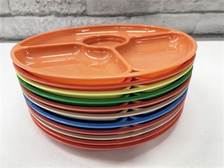 Eleven (11) Plastic Divided Plates