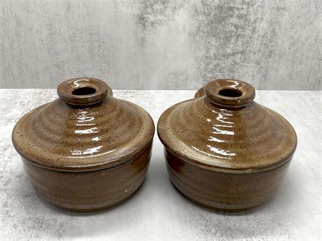 Brown Pottery Onion Soup Bowls