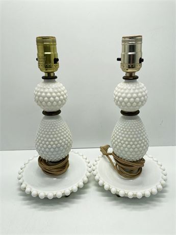 Hobnail Milk Glass Table Lamps