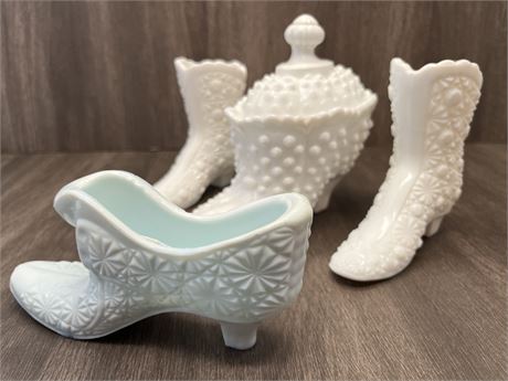 Fenton Milk Glass Shoes/Boots