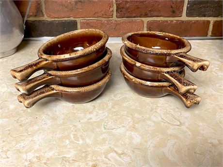 Hull Brownware Soup Handled Bowls