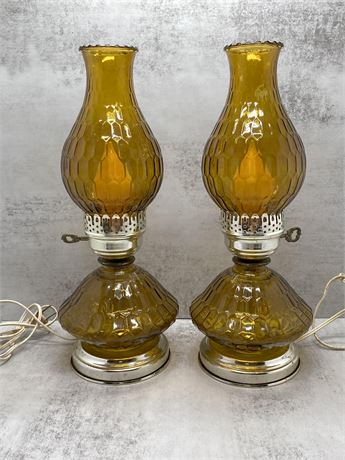Amber Glass Oil Lamp Table Lights
