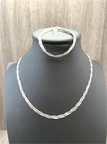 Sterling Silver Necklace and Bracelet