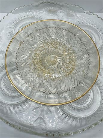 Two Large Glass Serving Plates