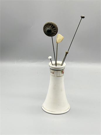 Handpainted Hatpin Holder with Hatpins