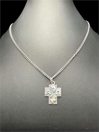 Creed Sterling Silver Jesus The Alpha And Omega Cross Pendant