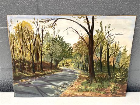 Road Landscape Painting on Paper