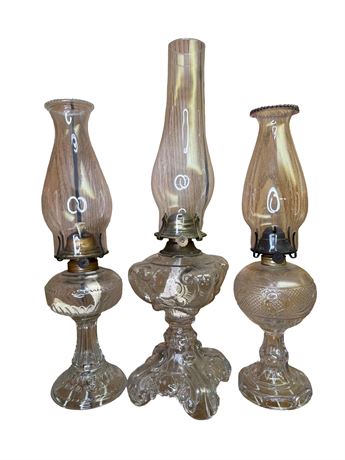 Three (3)  Kerosene Oil Lamps