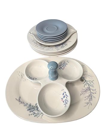 Pfaltzgraff Winter Frost Plates and Condiment Holder