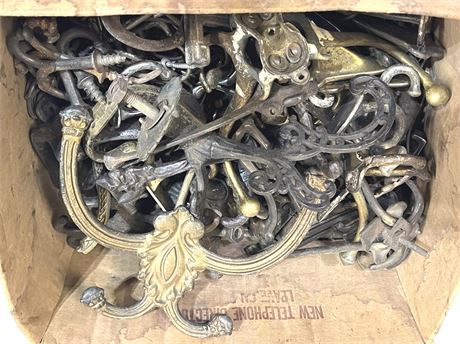 Large Box of Antique and Vintage Metal Hooks