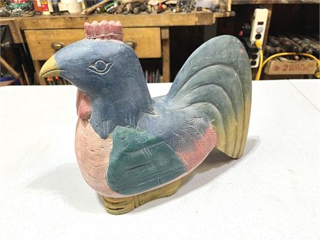 Hand Painted Wood Carved Rooster