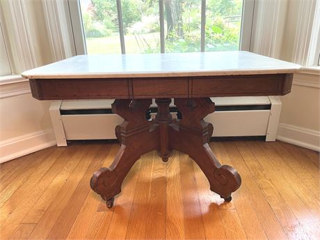 Antique Victorian Eastlake Marble Top Table