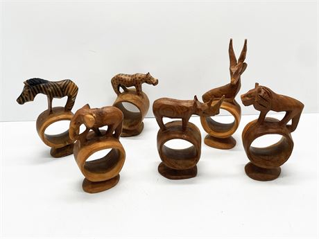 Carved Animal Napkin Ring Holders