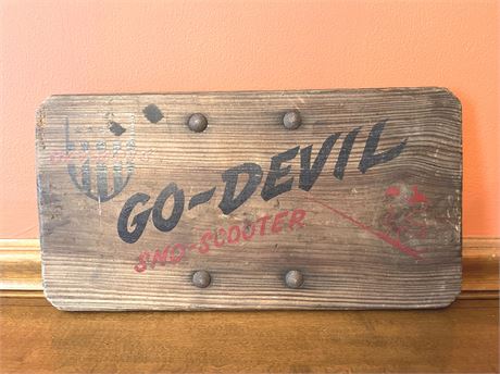 Vintage Go-Devil Wood Glider Seat Advertising