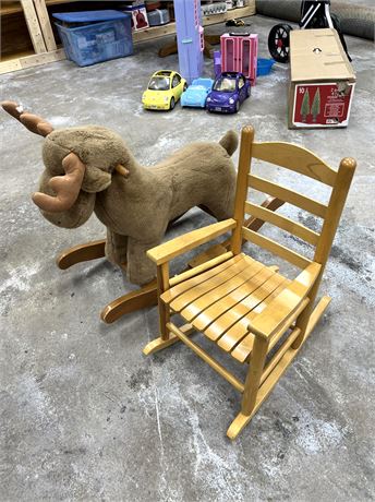 Moose Rocking Horse and Rocking Chair