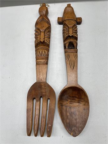 Large Wood Fork & Spoon