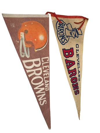 Vintage Cleveland Browns Cleveland Barons Felt Pennants