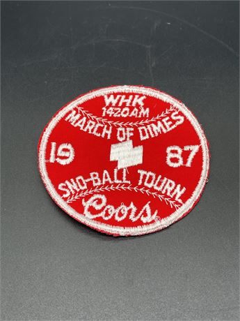 Coors Beer 1987 March of Dimes Sno-Ball Tournament Cloth Patch