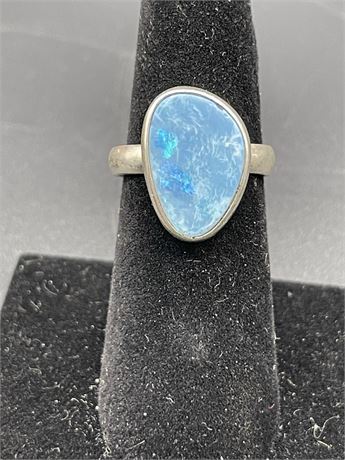 Blue Opal Sterling Ring