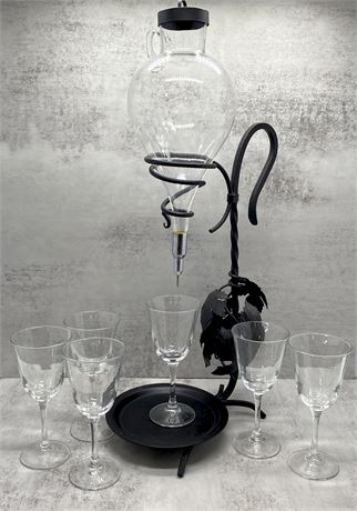 Wrought Iron Wine Aerator and Glasses