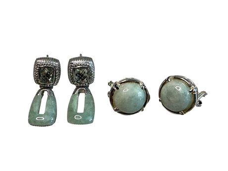 Sterling Silver Jadeite Prasiolite Earrings