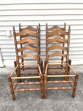 Four (4) Wood Ladder Back Chairs