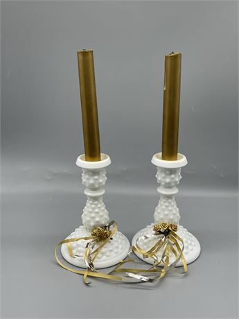 Fenton Milk Glass Candlesticks