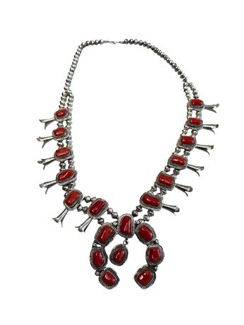 Signed Sterling Silver Squash Blossom Necklace