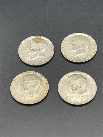 Four (4) 1965 Silver Kennedy Half Dollars