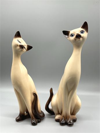 Large Siamese Porcelain Cats