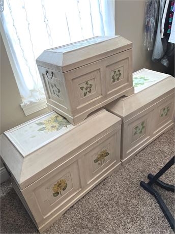 Three (3) Painted Storage Chests