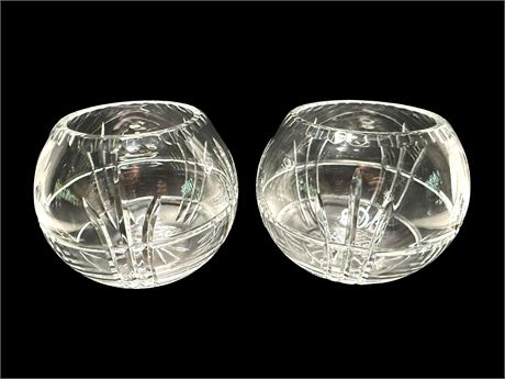 Bombay Company Crystal Cut Round Waffle Vases