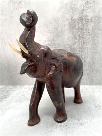 Hand Carved Wood Elephant Statue