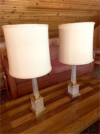 Brass and Crystal Table Lamps