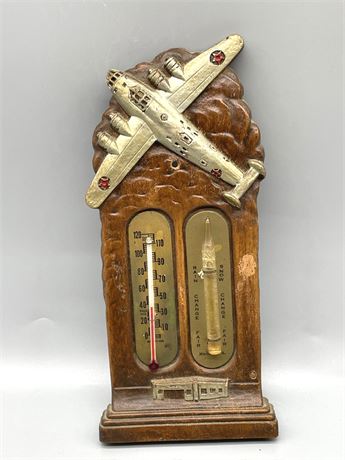 Wood Airplane Thermometer
