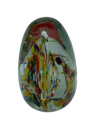 Murano Style Glass Egg Shaped Paperweight