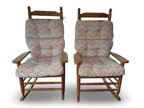 Amish Made Rush Seat Heavy Oak Rocking Chairs