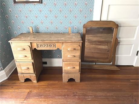 Oak Vanity w/ Mirror