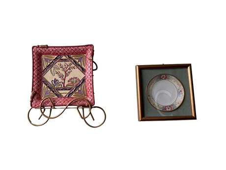 Shadow Box w/ Plate, Pottery Plate w/ Hanger