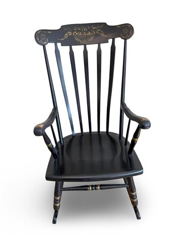 Black Stenciled Wood Rocking Chair