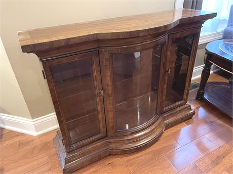 Curved Glass Lighted Curio Cabinet