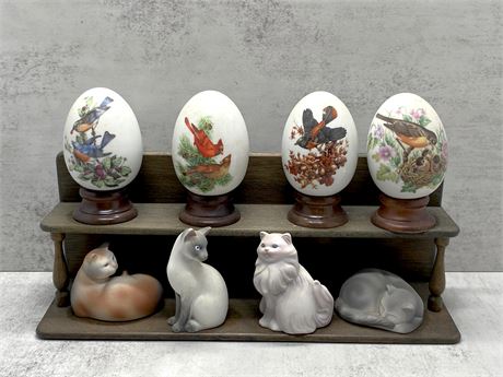Avon Porcelain Cat and Egg Display