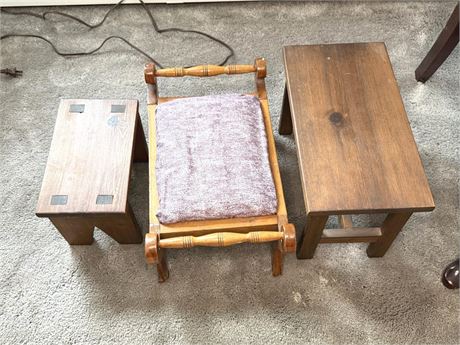 Vintage Wood Foot Stools