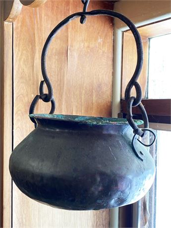 Copper Pot with Forged Handle