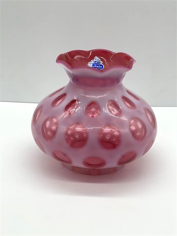 Fenton Coin Dot Cranberry Vase