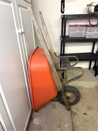 Large Orange Wheelbarrow